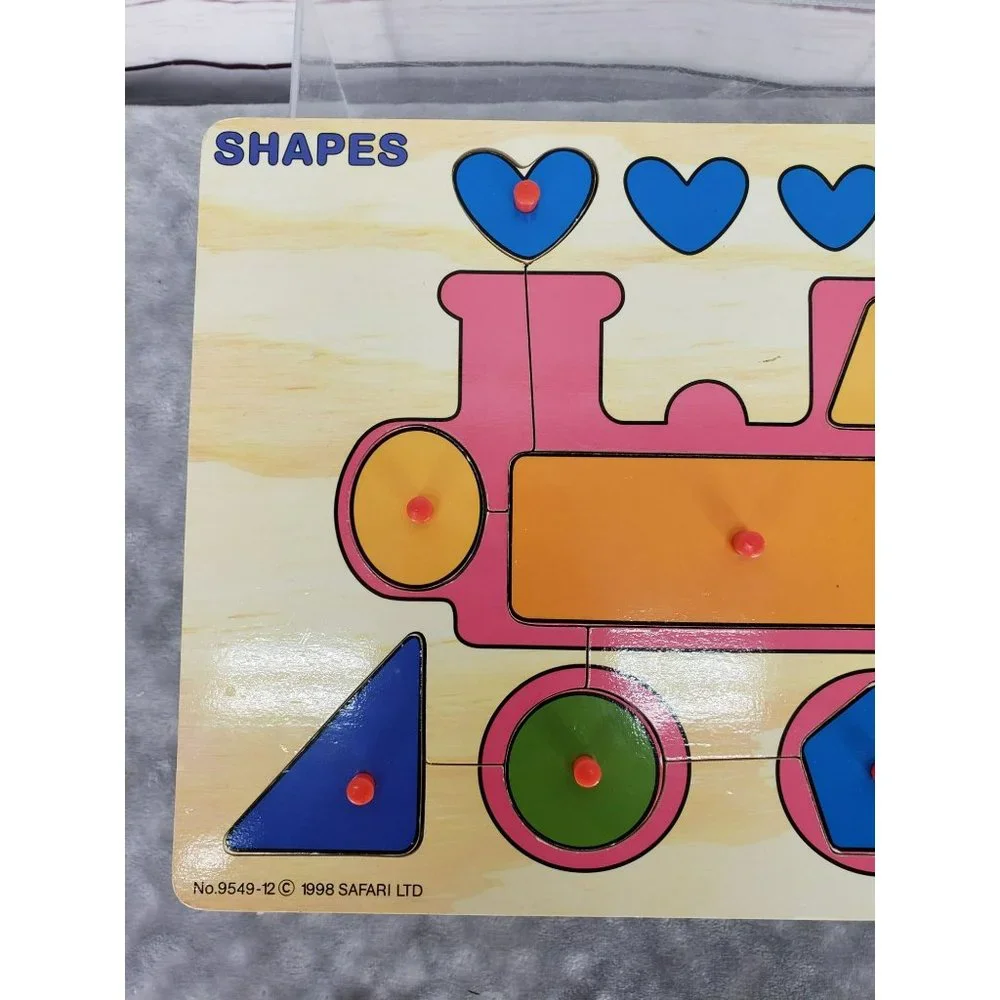 Safari 1998 Vintage‎ Shapes Train Knob Wooden Puzzle